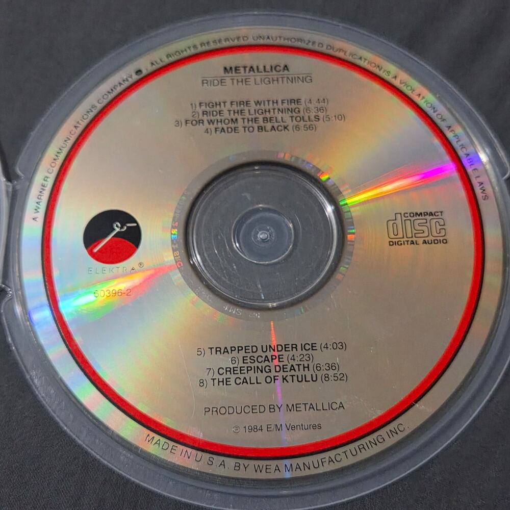 Vtg 1984 Metallica Ride the Lightning CD Elektra